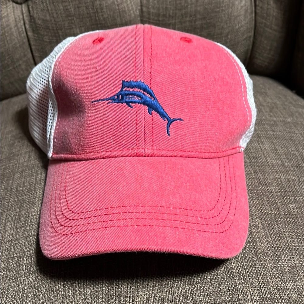 Tommy Bahama Trucker Hat with Blue Marlin Embroidery one size